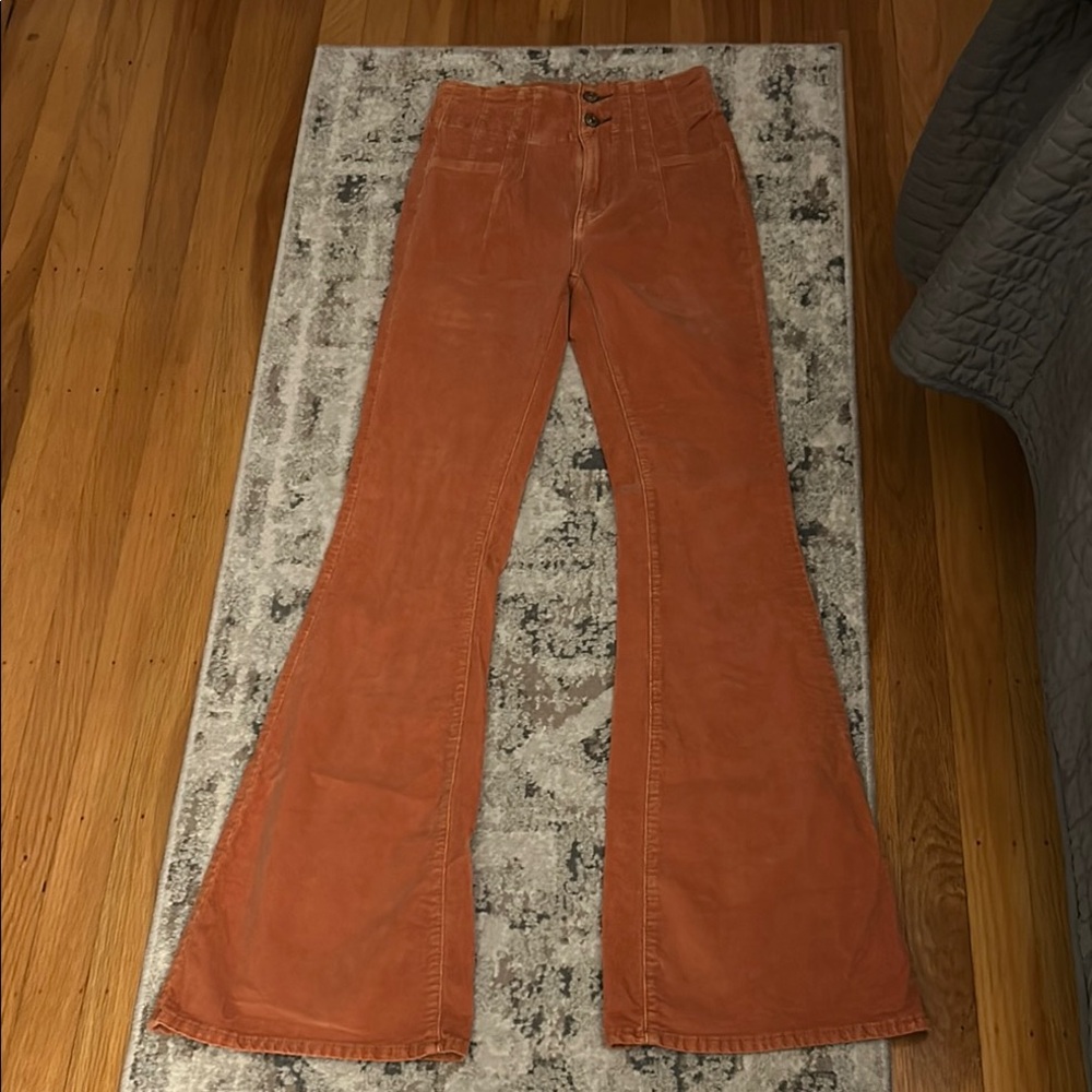 Free People Rust Flare Corduroy Pants